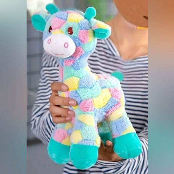 Adorable Multi-Colored Patchwork Pastel Giraffe Stuffed Animal Toy 11.5" - Picture 4 of 4